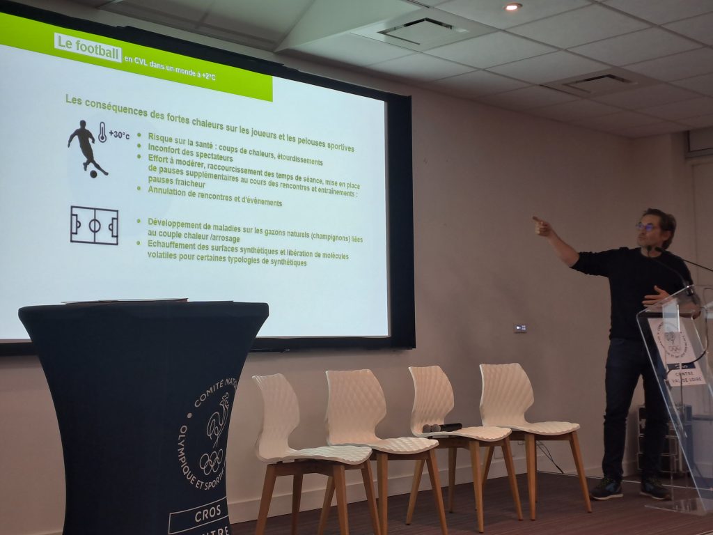 Présentation de l'étude par Maël Besson sur l'adaptation du sport en Centre-Val de Loire au changement climatique.